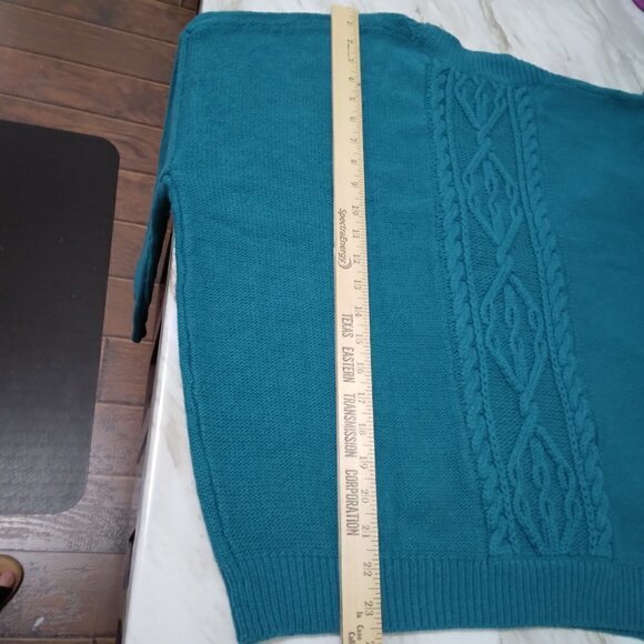 Free People | NWT Oversized Cable Pullover Sweater Teal | Size S - Picture 15 of 16